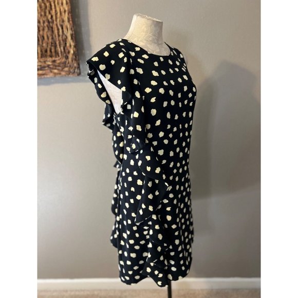 Julie Brown Dress 10 Black Ivory Stretch Career Church Washable - Picture 8 of 11